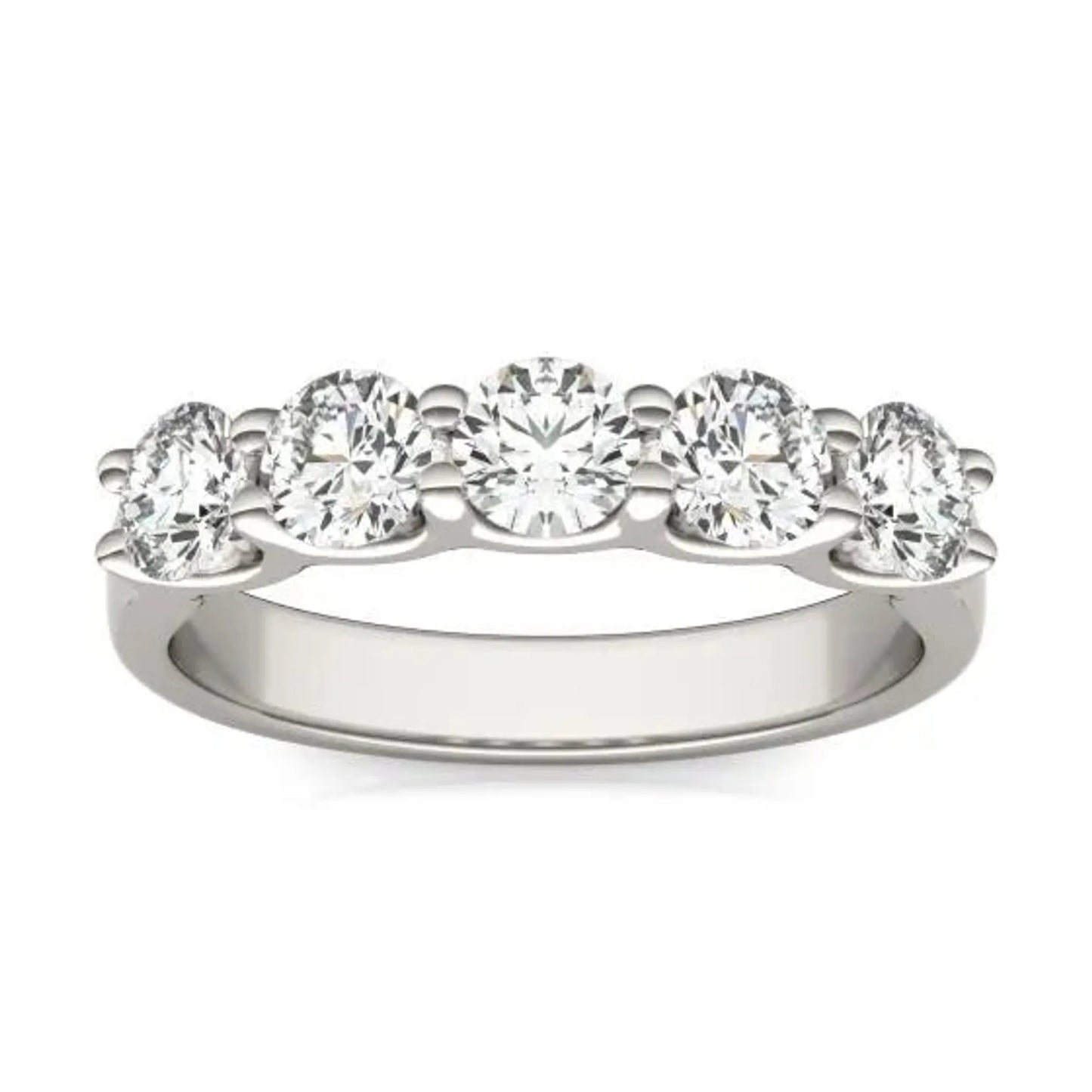 1 1/4 CTW Round Lab Grown Diamond Five Stone Anniversary Band 14K White Gold (G-VS)