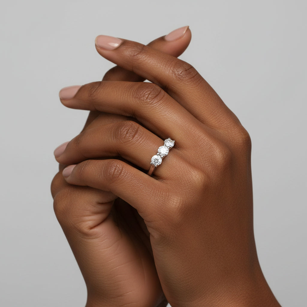 1 1/4 CTW Round Lab Grown Diamond Five Stone Anniversary Band 14K White Gold (G-VS)
