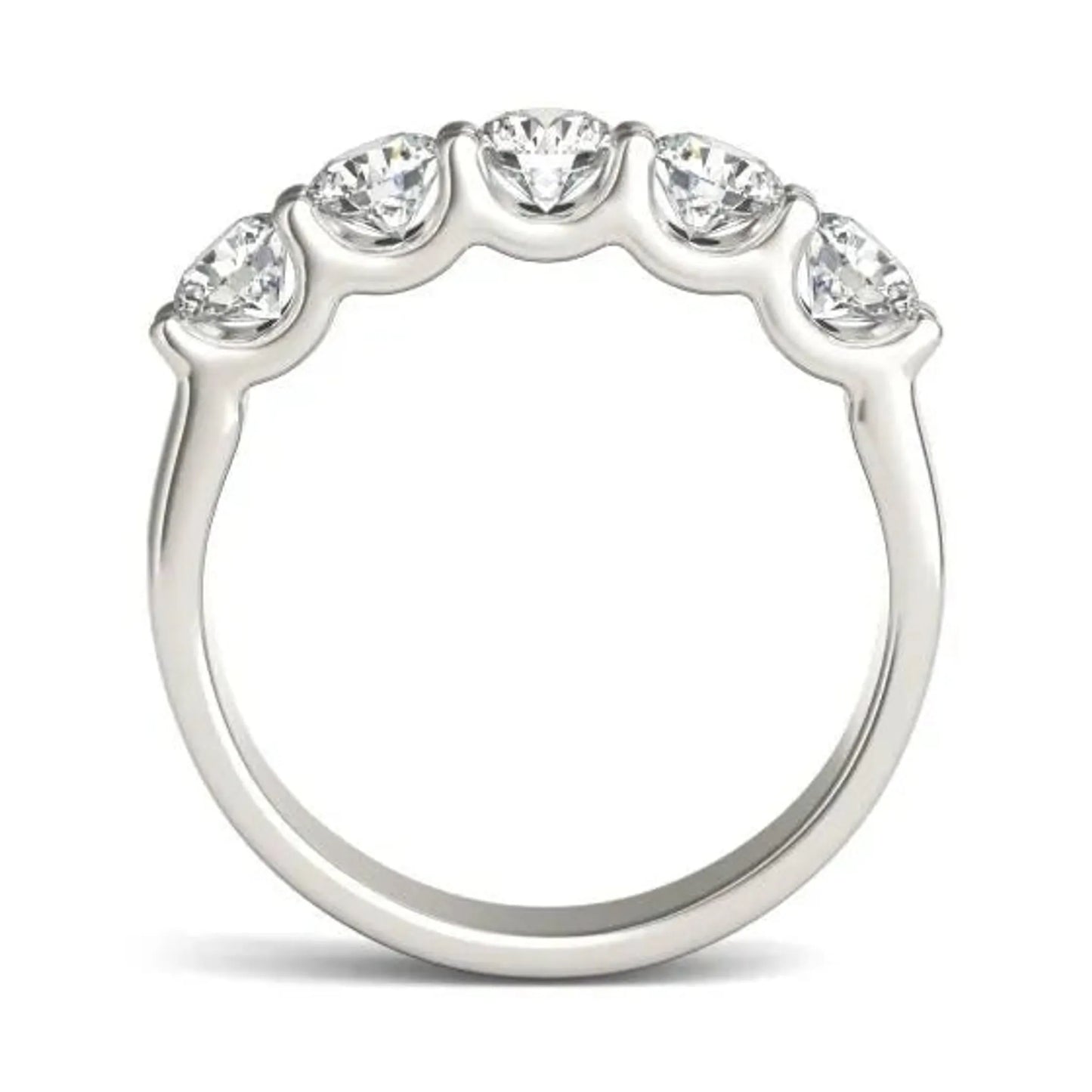 1 1/4 CTW Round Lab Grown Diamond Five Stone Anniversary Band 14K White Gold (G-VS)