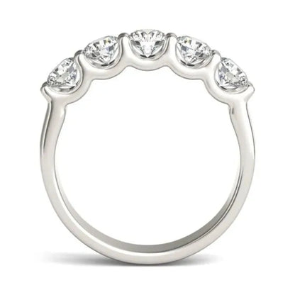1 1/4 CTW Round Lab Grown Diamond Five Stone Anniversary Band 14K White Gold (G-VS)