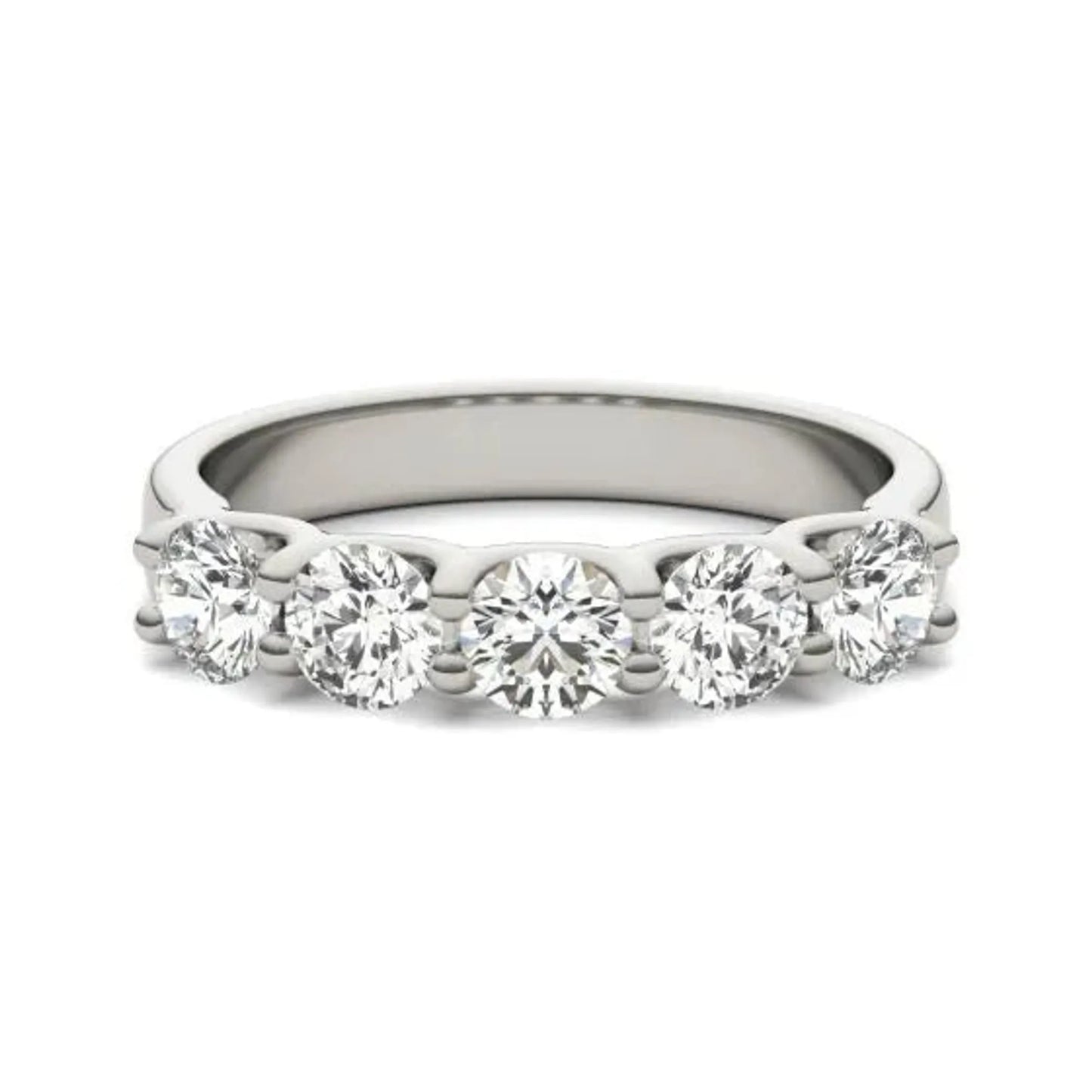 1 1/4 CTW Round Lab Grown Diamond Five Stone Anniversary Band 14K White Gold (G-VS)