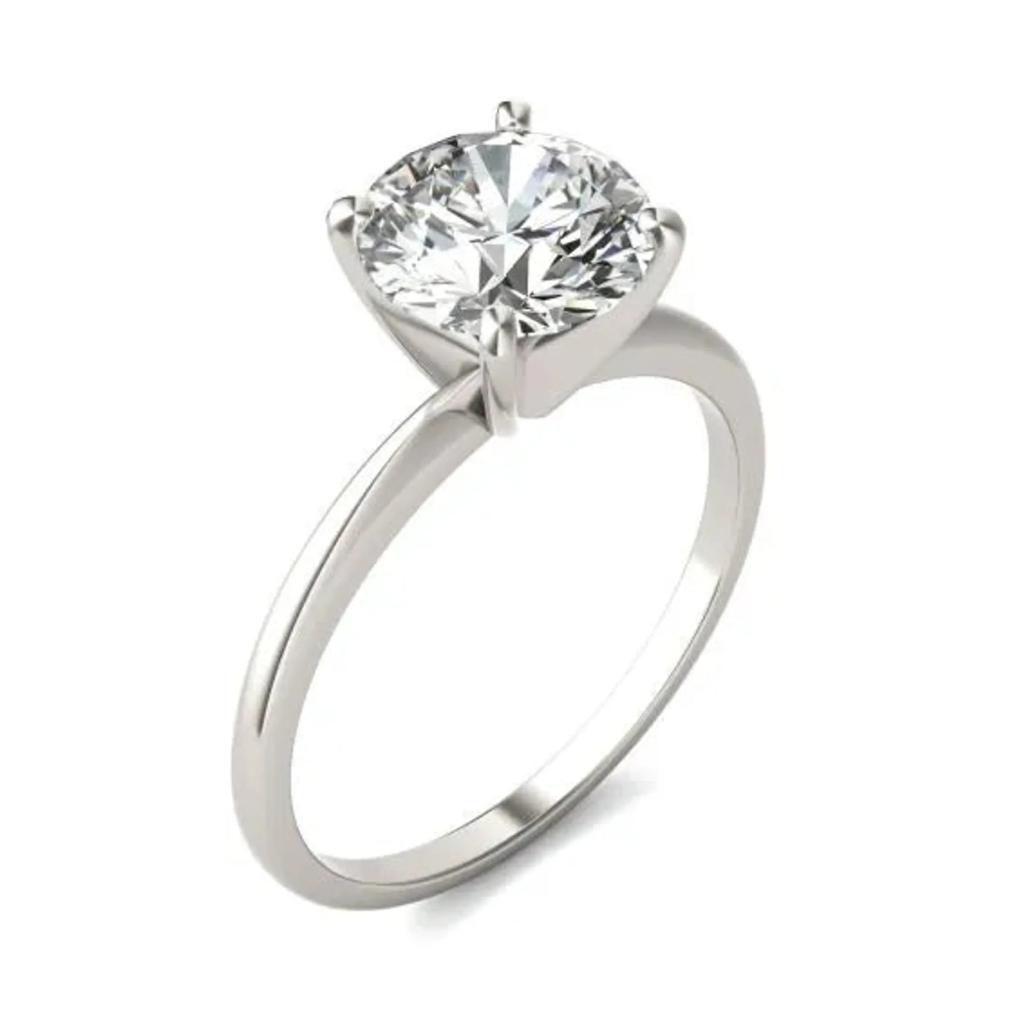 2 CTW Round Lab Grown Diamond Solitaire Engagement Ring shown tilted to the side
