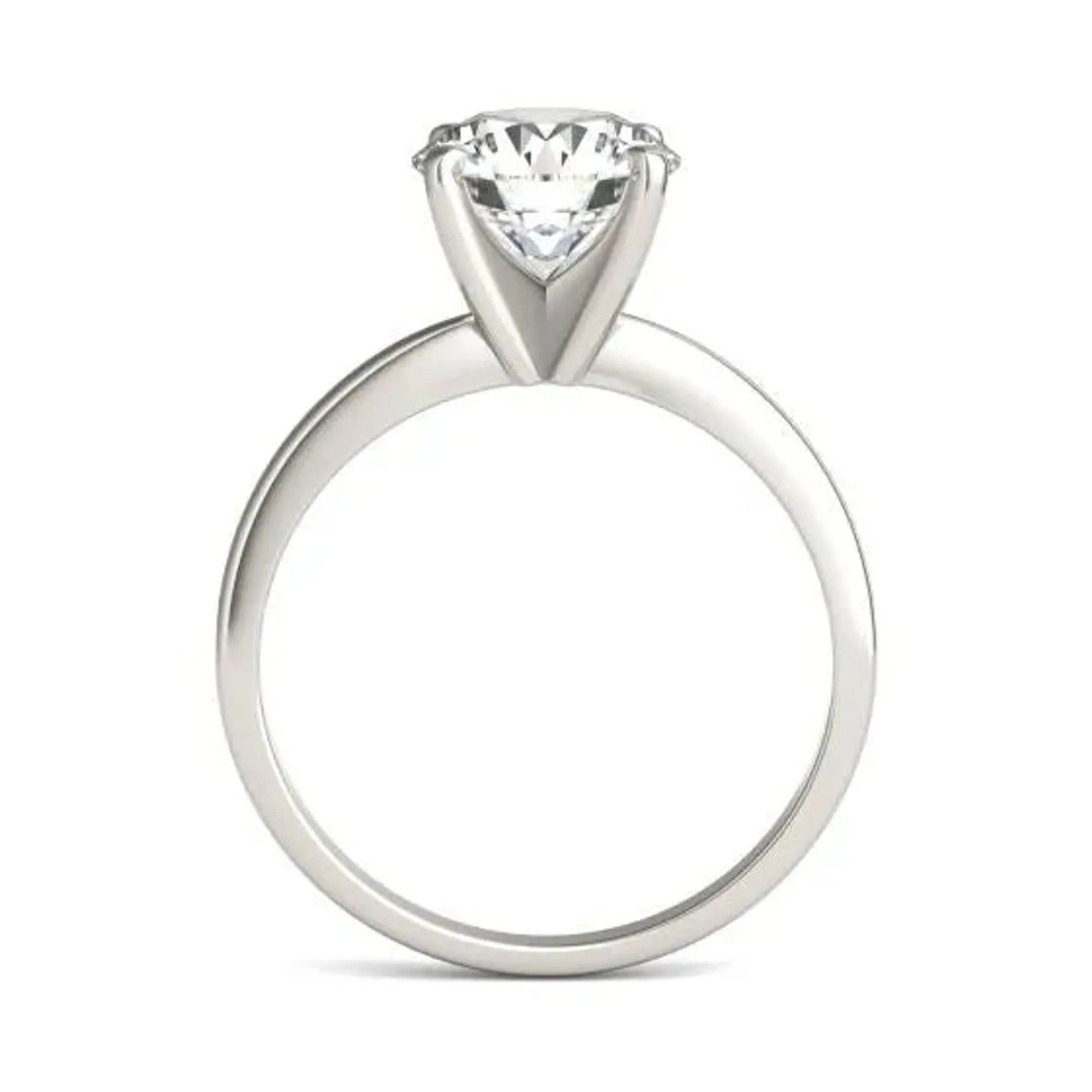 2 CTW Round Lab Grown Diamond Solitaire Engagement Ring shown upright
