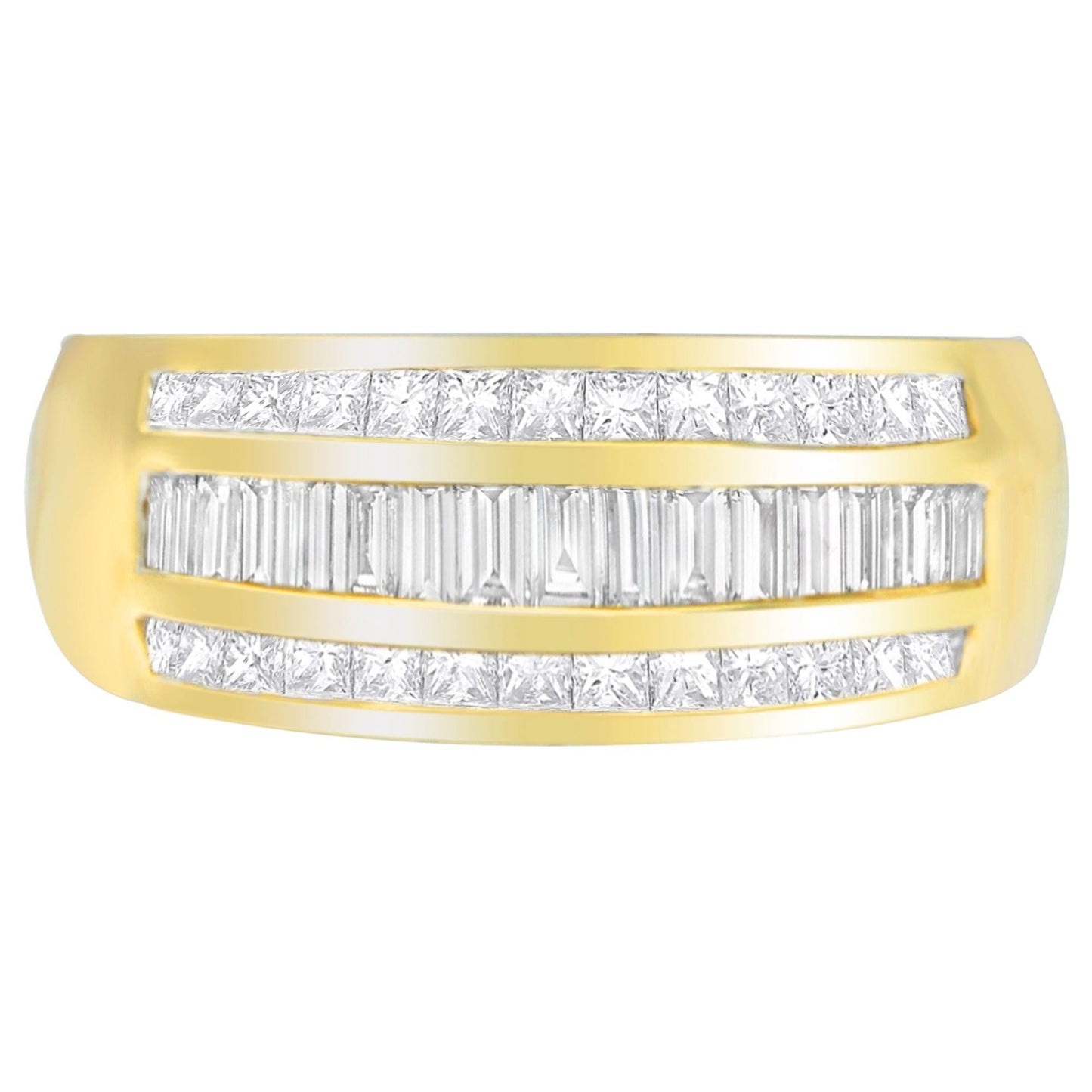 14K Yellow Gold 1ct. TDW Princess and Baguette-Cut Diamond Ring