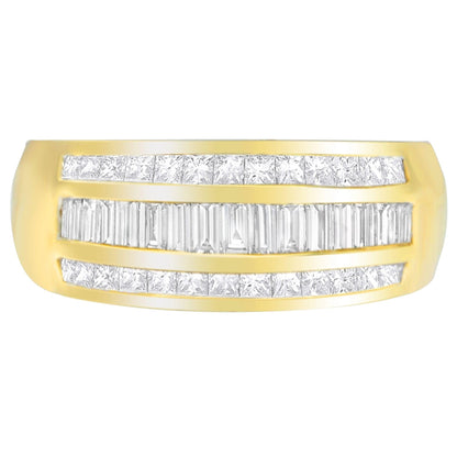 14K Yellow Gold 1ct. TDW Princess and Baguette-Cut Diamond Ring