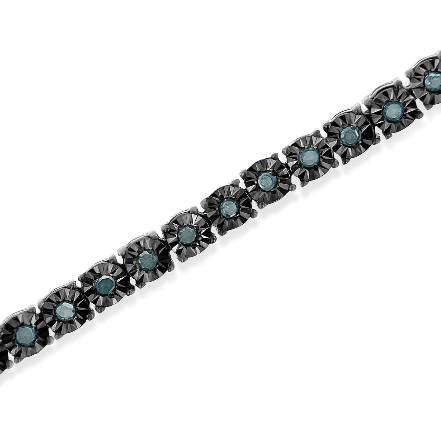 Black Rhodium Plated .925 Sterling Silver 1.0 Cttw Diamond Miracle Tennis Bracelet