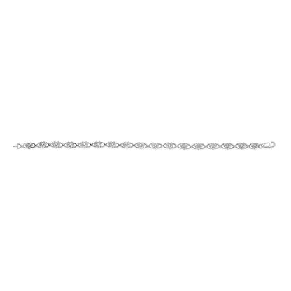 .925 Sterling Silver Diamond Accent Heart Link Bracelet (I-J Color, I3 Clarity)
