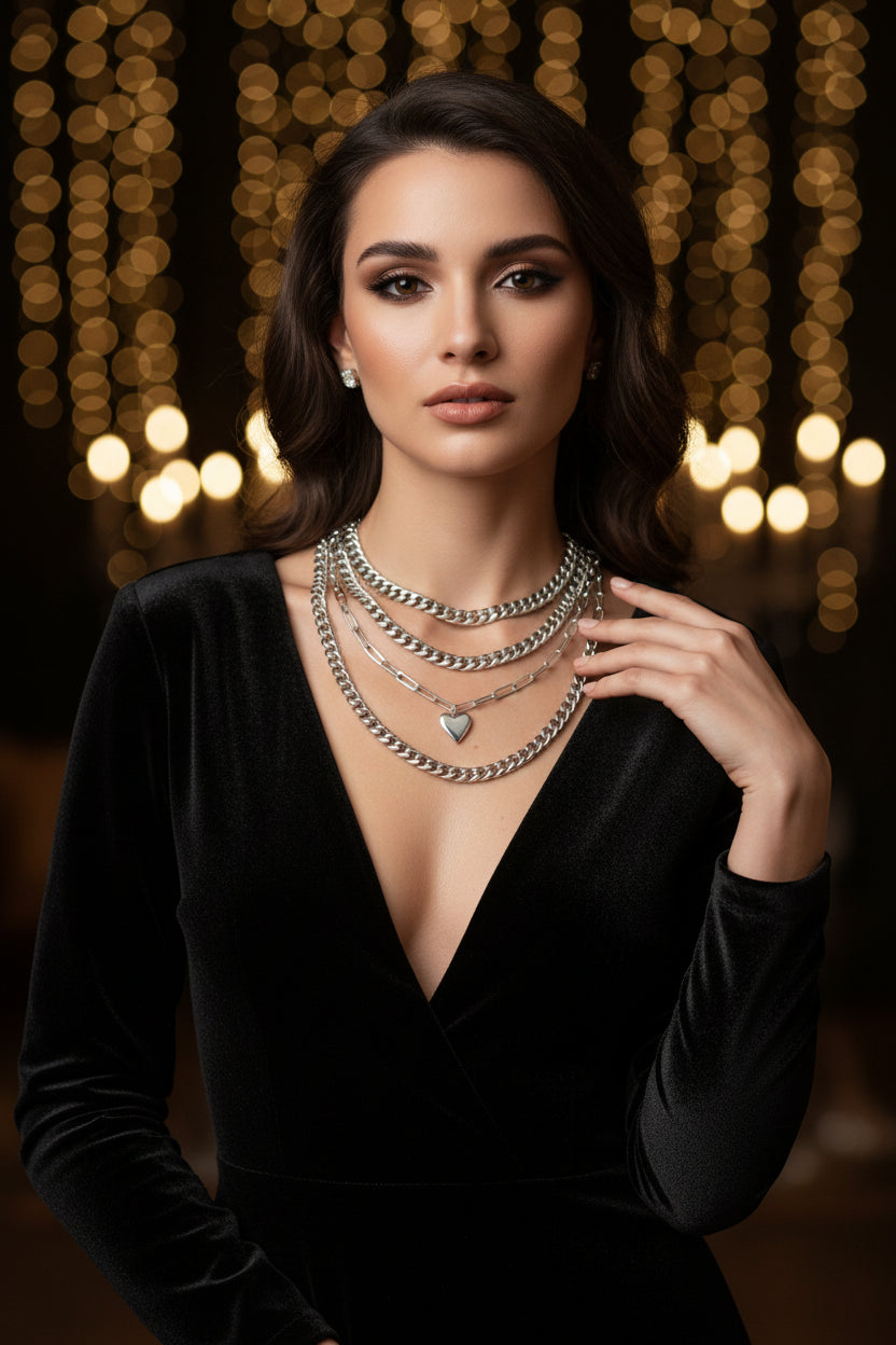 3-Layer Kingston Necklace - Cuban & Elongated Chains