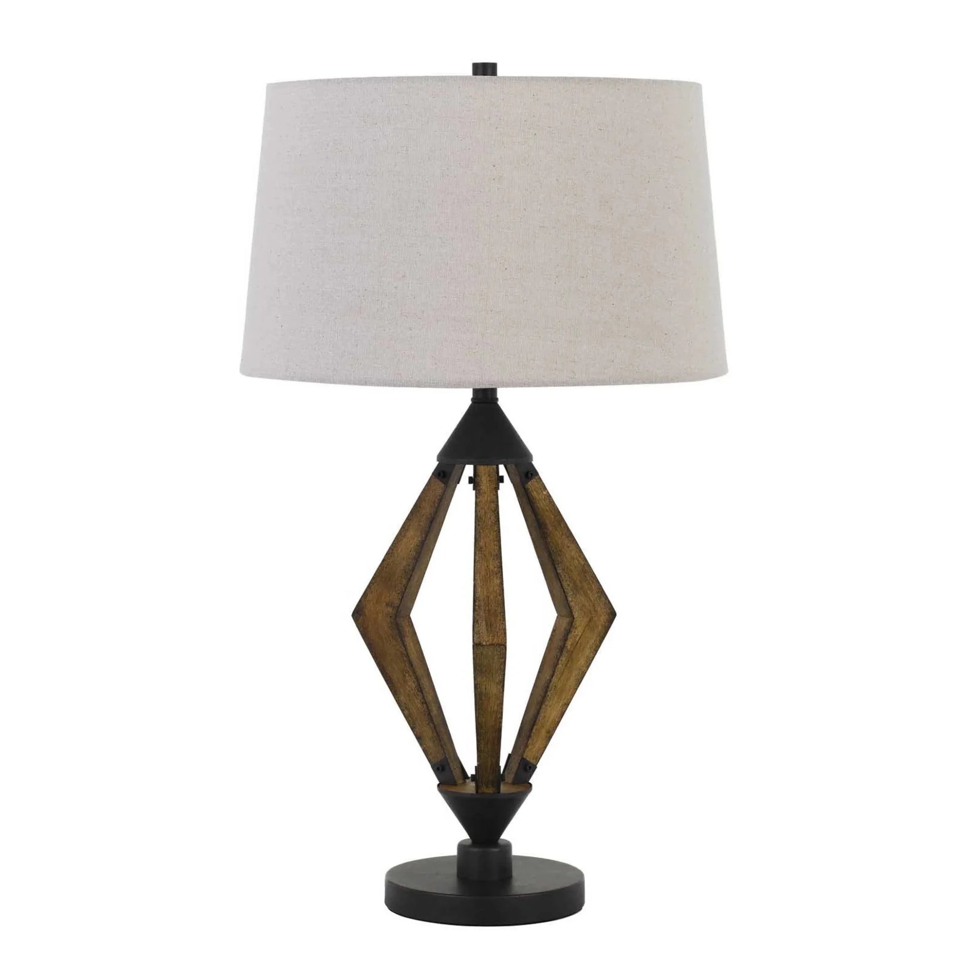 30" Black Metal Lantern Table Lamp with Gray Empire Shade - Nobiliving