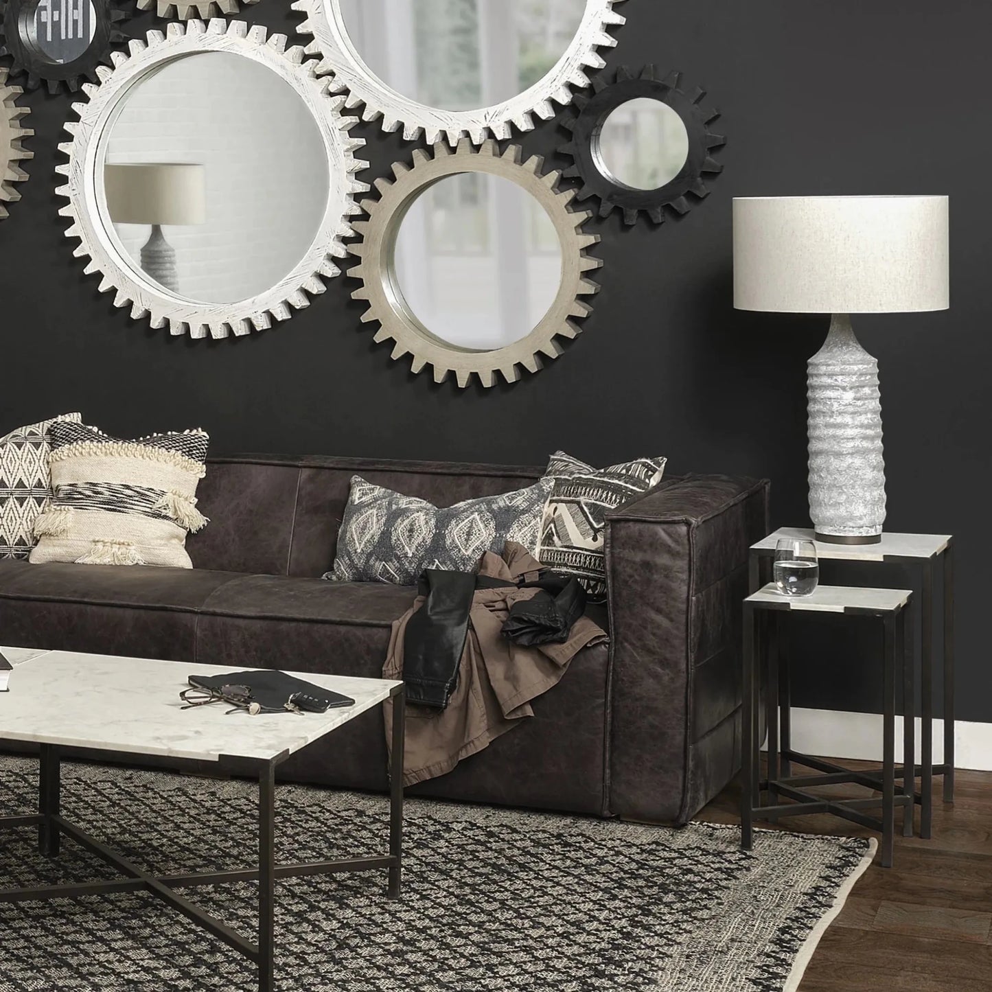 31" Gray Lamp Base LED With Beige Shade - Nobiliving