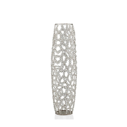 32" Silver Bling Faux Crystal Abstract Twigs Barrel Floor Vase