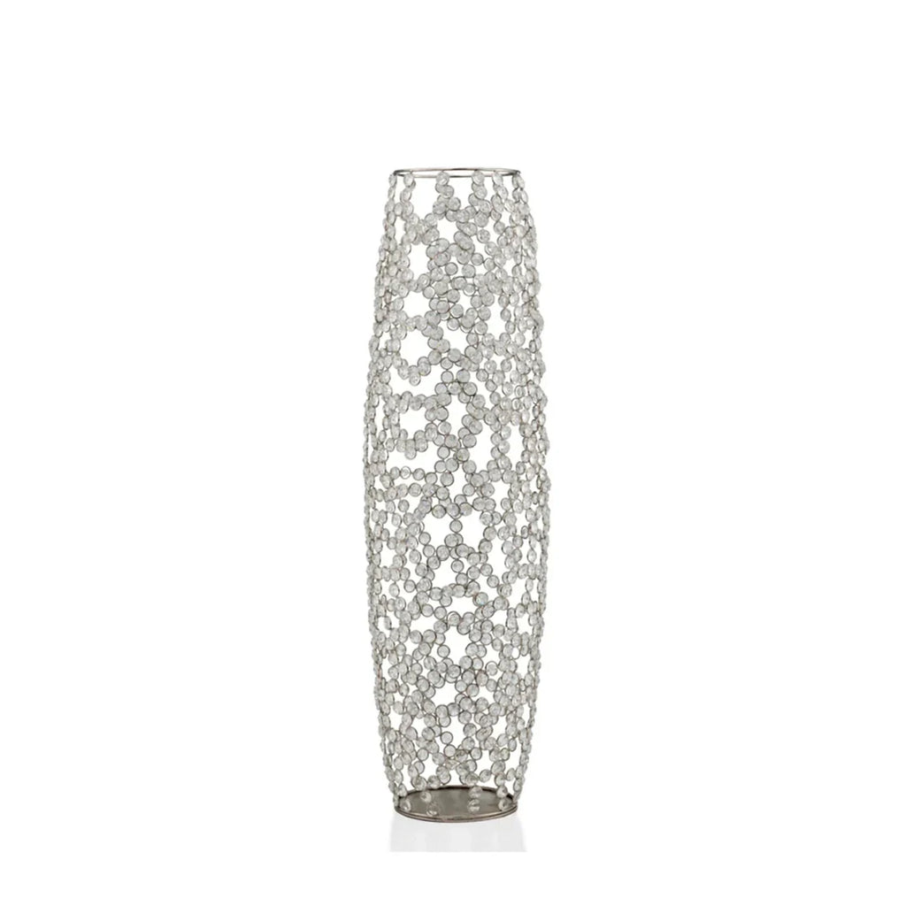 32" Silver Bling Faux Crystal Abstract Twigs Barrel Floor Vase
