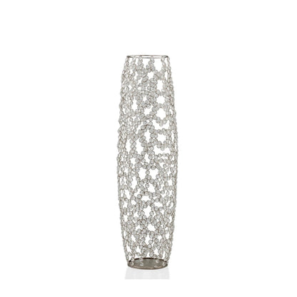 32" Silver Bling Faux Crystal Abstract Twigs Barrel Floor Vase