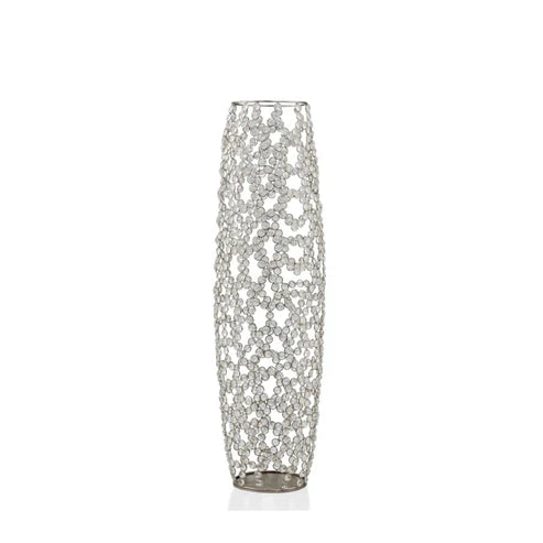 32" Silver Bling Faux Crystal Abstract Twigs Barrel Floor Vase