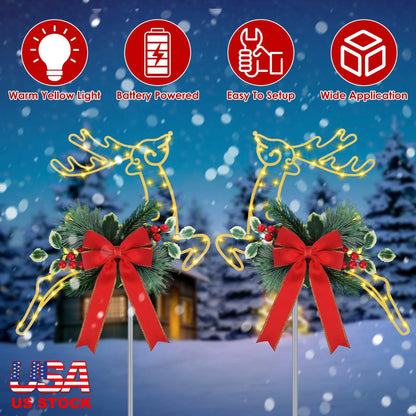 2Pcs Christmas Lighted Reindeer Decoration LED