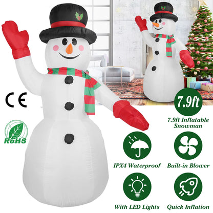 7.9FT Christmas Inflatable Giant Snowman Blow up Light up Snowman