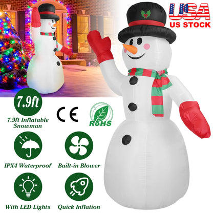 7.9FT Christmas Inflatable Giant Snowman Blow up Light up Snowman