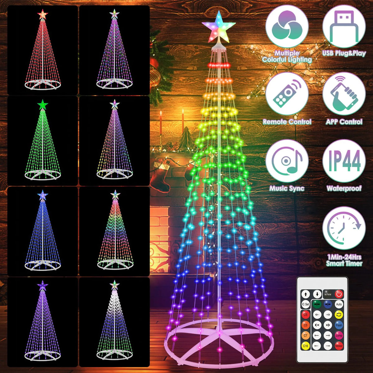LED Smart Christmas Cone Tree Outdoor Lighted Christmas Tree Light