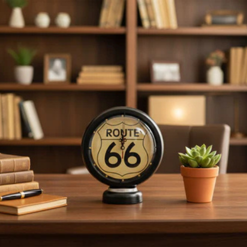 Route 66 Gas Pump-Inspired Clock Decor