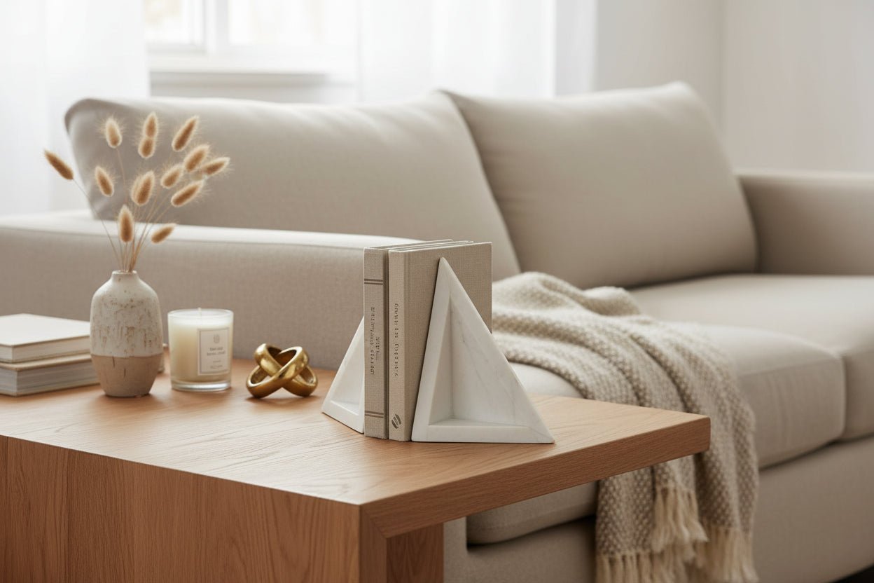 3D Modern Triangle Marble Bookends - Nobiliving