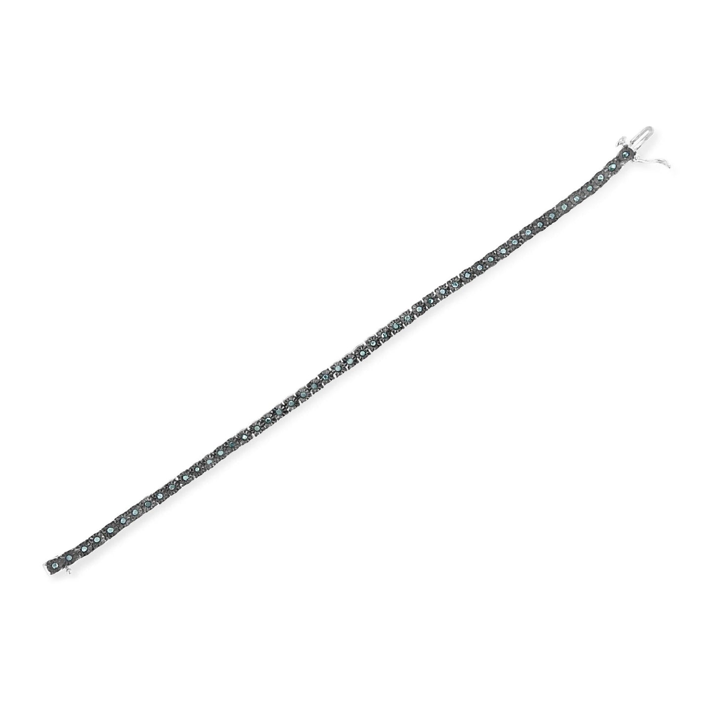 Black Rhodium Plated .925 Sterling Silver 1.0 Cttw Diamond Miracle Tennis Bracelet