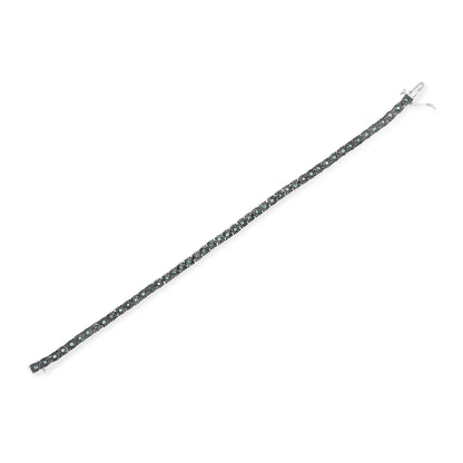 Black Rhodium Plated .925 Sterling Silver 1.0 Cttw Diamond Miracle Tennis Bracelet