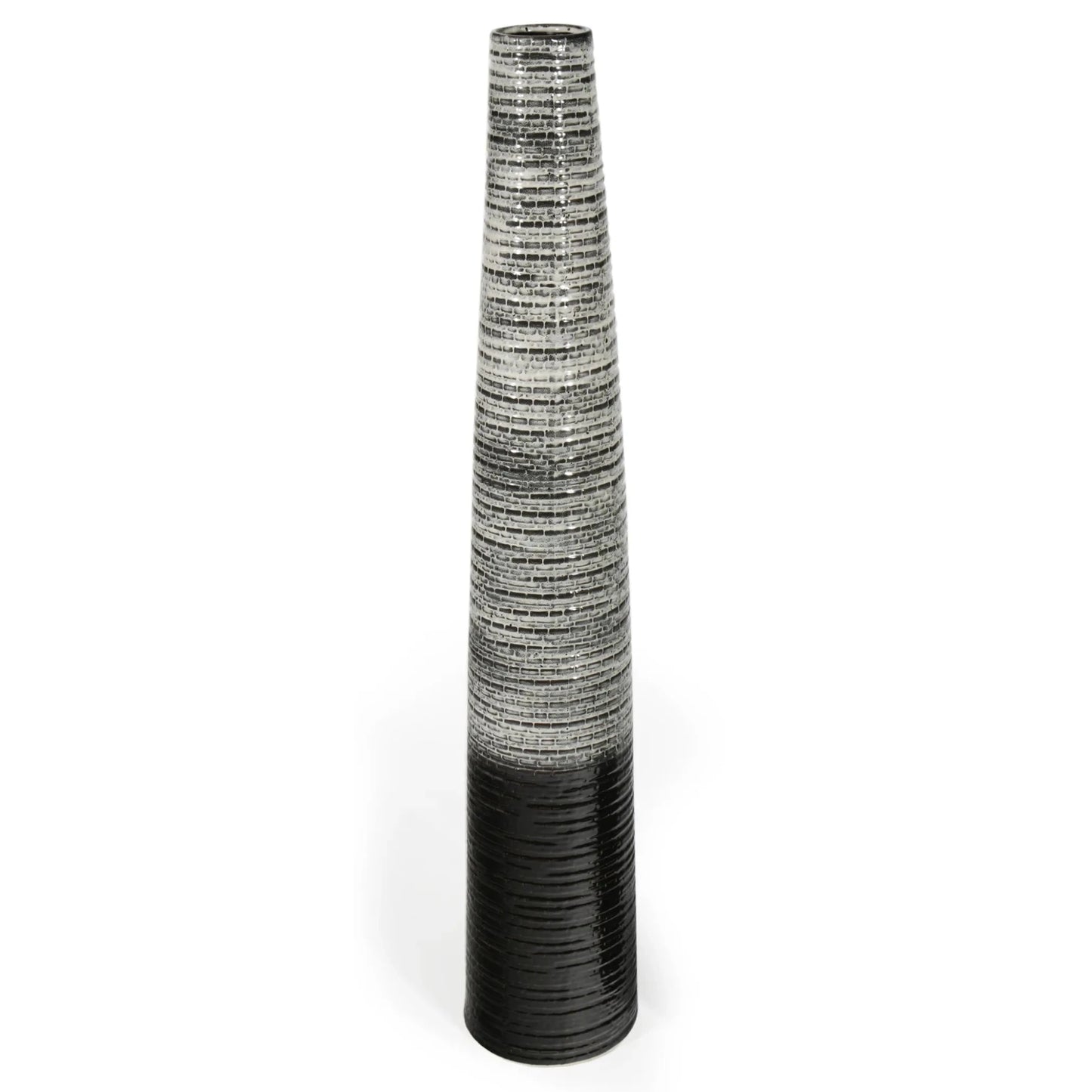 47" Black and Gray Ombre Tapered Ceramic Floor Vase - Nobiliving