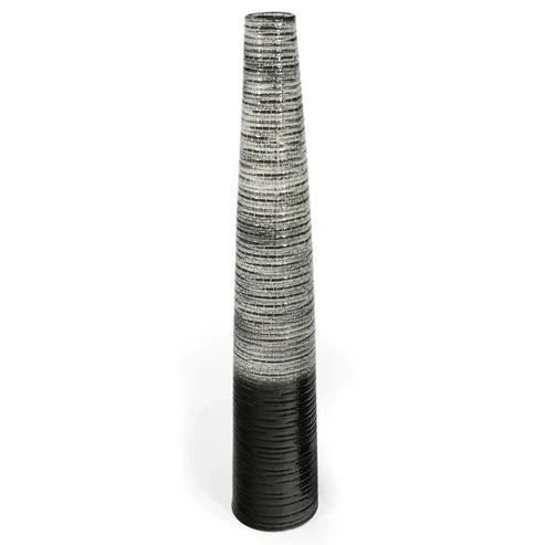 47" Black and Gray Ombre Tapered Ceramic Floor Vase