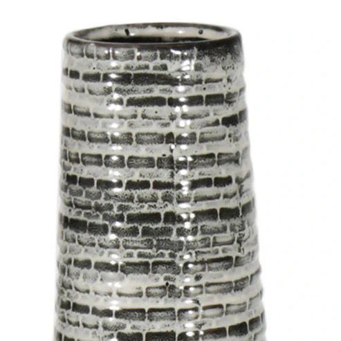 47" Black and Gray Ombre Tapered Ceramic Floor Vase