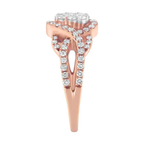 10K Rose Gold 3/4 Cttw Diamond Floral Cluster Head and Twisted Shank Cocktail Ring