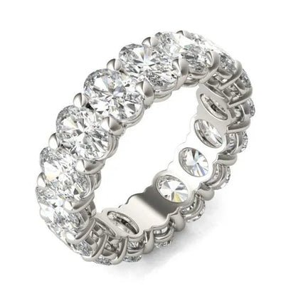 5 5/8 CTW Oval Lab Grown Diamond Couture Classic Eternity Ring 14K White Gold (G - VS) - nobiliving.com