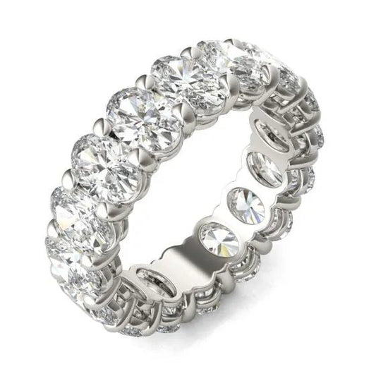 5 5/8 CTW Oval Lab Grown Diamond Couture Classic Eternity Ring 14K White Gold (G - VS) - nobiliving.com