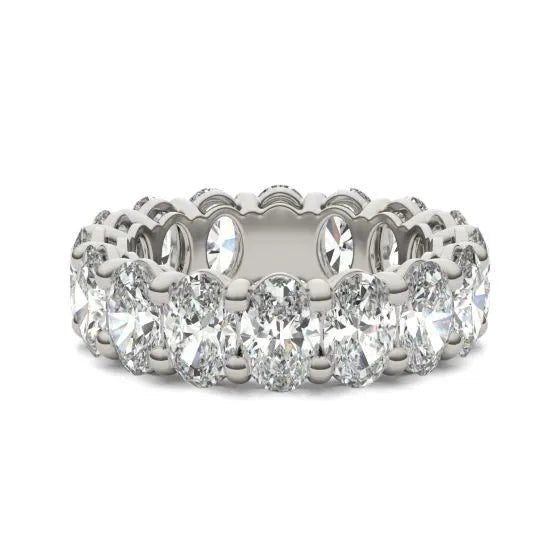 5 5/8 CTW Oval Lab Grown Diamond Couture Classic Eternity Ring 14K White Gold (G - VS) - nobiliving.com