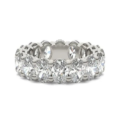 5 5/8 CTW Oval Lab Grown Diamond Couture Classic Eternity Ring 14K White Gold (G - VS) - nobiliving.com