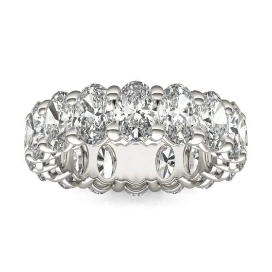 5 5/8 CTW Oval Lab Grown Diamond Couture Classic Eternity Ring 14K White Gold (G - VS) - nobiliving.com