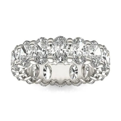 5 5/8 CTW Oval Lab Grown Diamond Couture Classic Eternity Ring 14K White Gold (G - VS) - nobiliving.com
