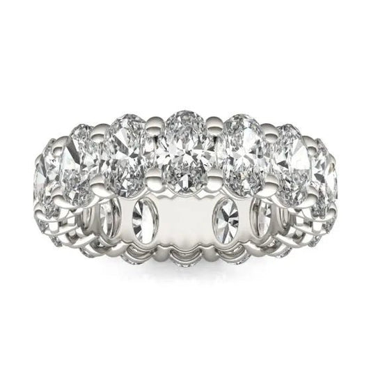 5 5/8 CTW Oval Lab Grown Diamond Couture Classic Eternity Ring 14K White Gold (G - VS) - nobiliving.com