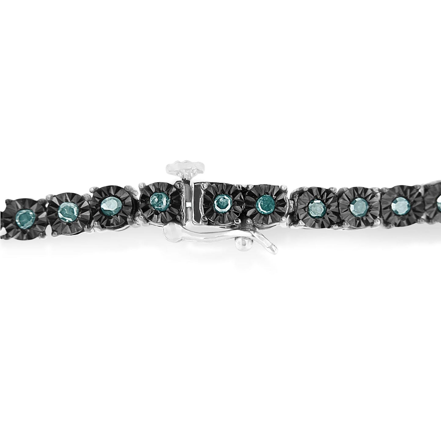 Black Rhodium Plated .925 Sterling Silver 1.0 Cttw Diamond Miracle Tennis Bracelet