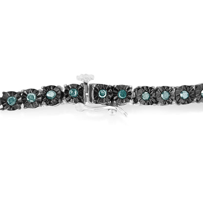 Black Rhodium Plated .925 Sterling Silver 1.0 Cttw Diamond Miracle Tennis Bracelet