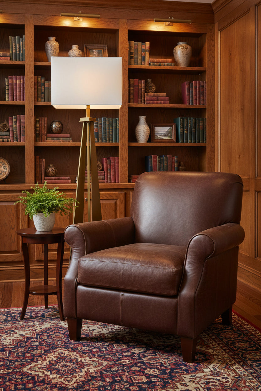 60" Brass Traditional Shaped Floor Lamp with White Novelty Shade - Nobiliving