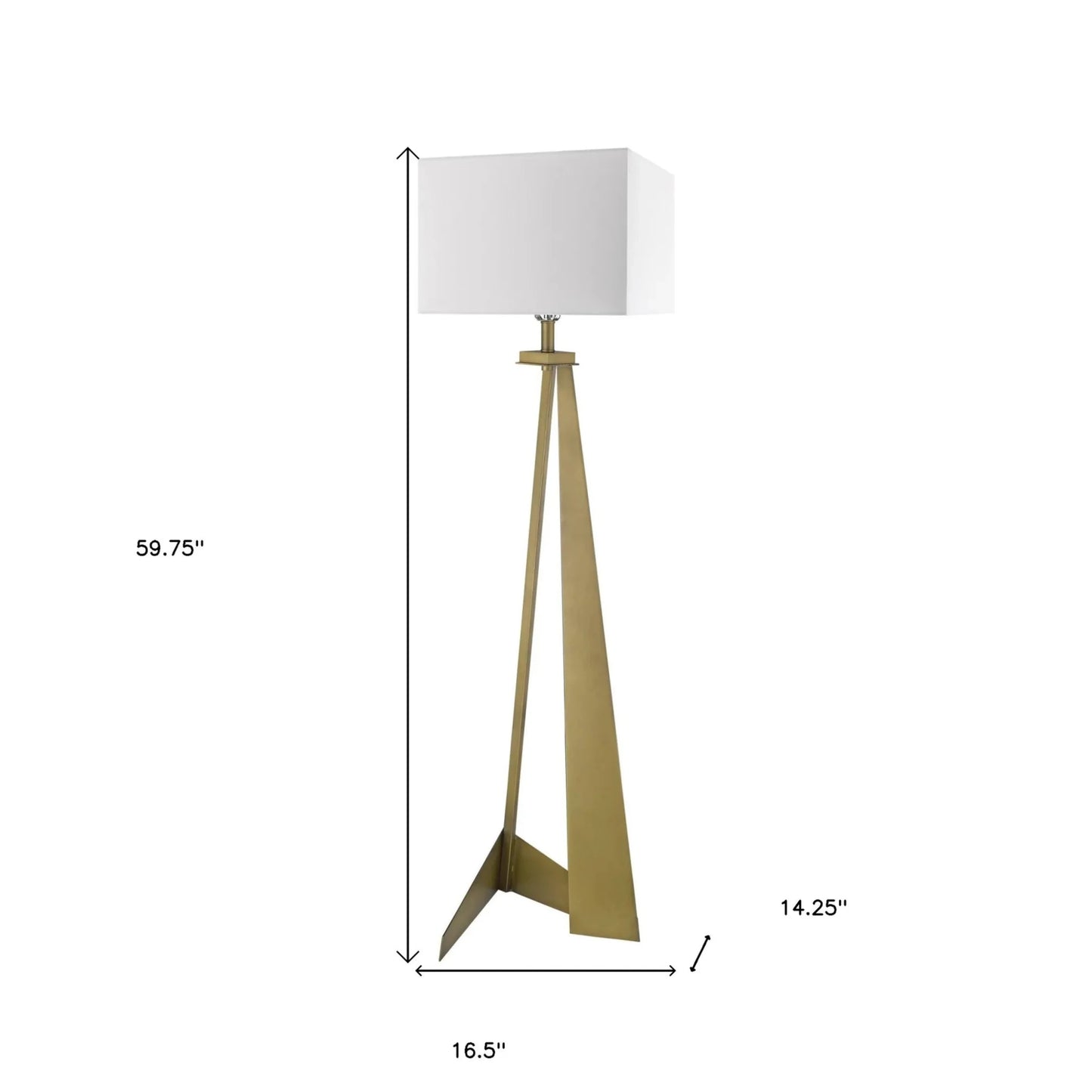 60" Brass Traditional Shaped Floor Lamp with White Novelty Shade - Nobiliving