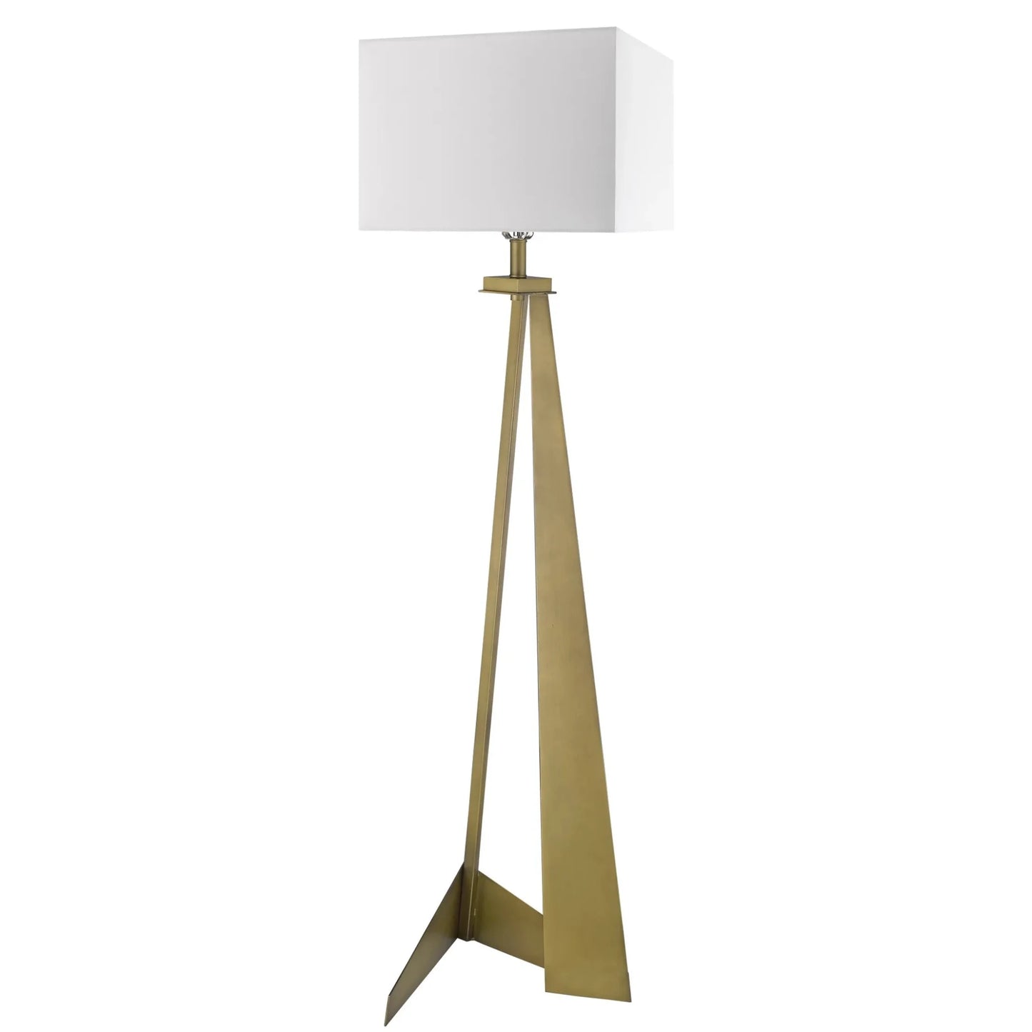 60" Brass Traditional Shaped Floor Lamp with White Novelty Shade - Nobiliving