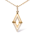 14K Yellow Gold 1/4 Cttw Diamond Double Triangle Geometric 18" Pendant Necklace