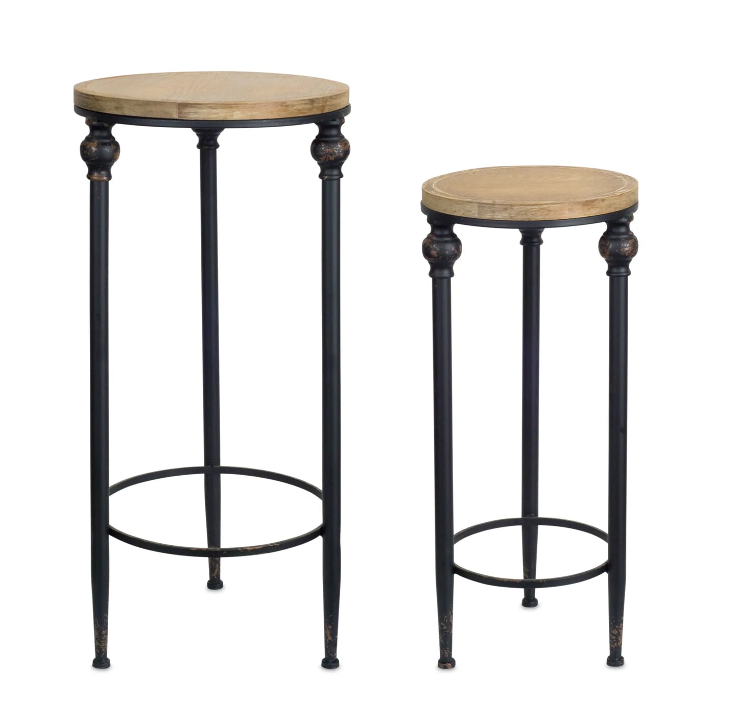 Tables (Set of 2) Metal Frame and Wood Top
