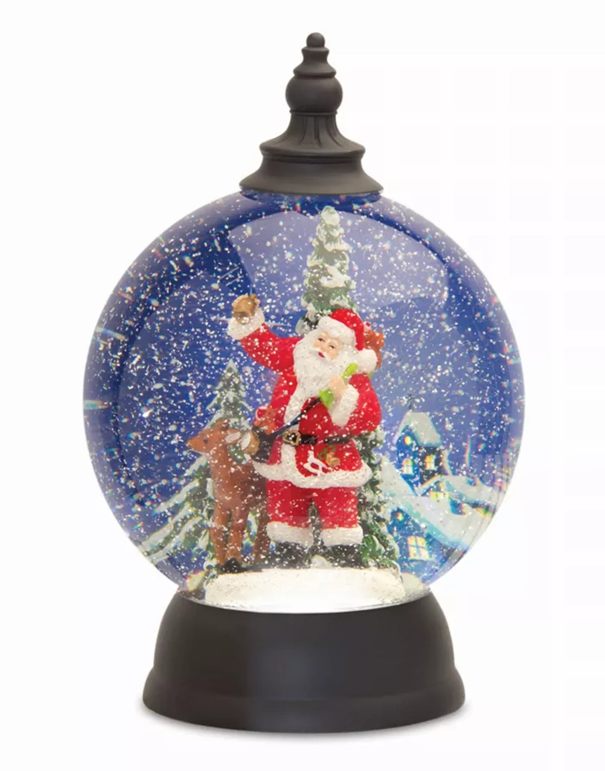 Santa in Sleigh Snow Globe - Acrylic and Bronze