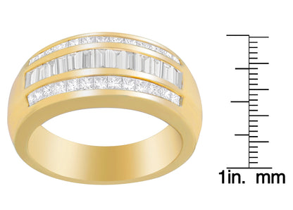 14K Yellow Gold 1ct. TDW Princess and Baguette-Cut Diamond Ring