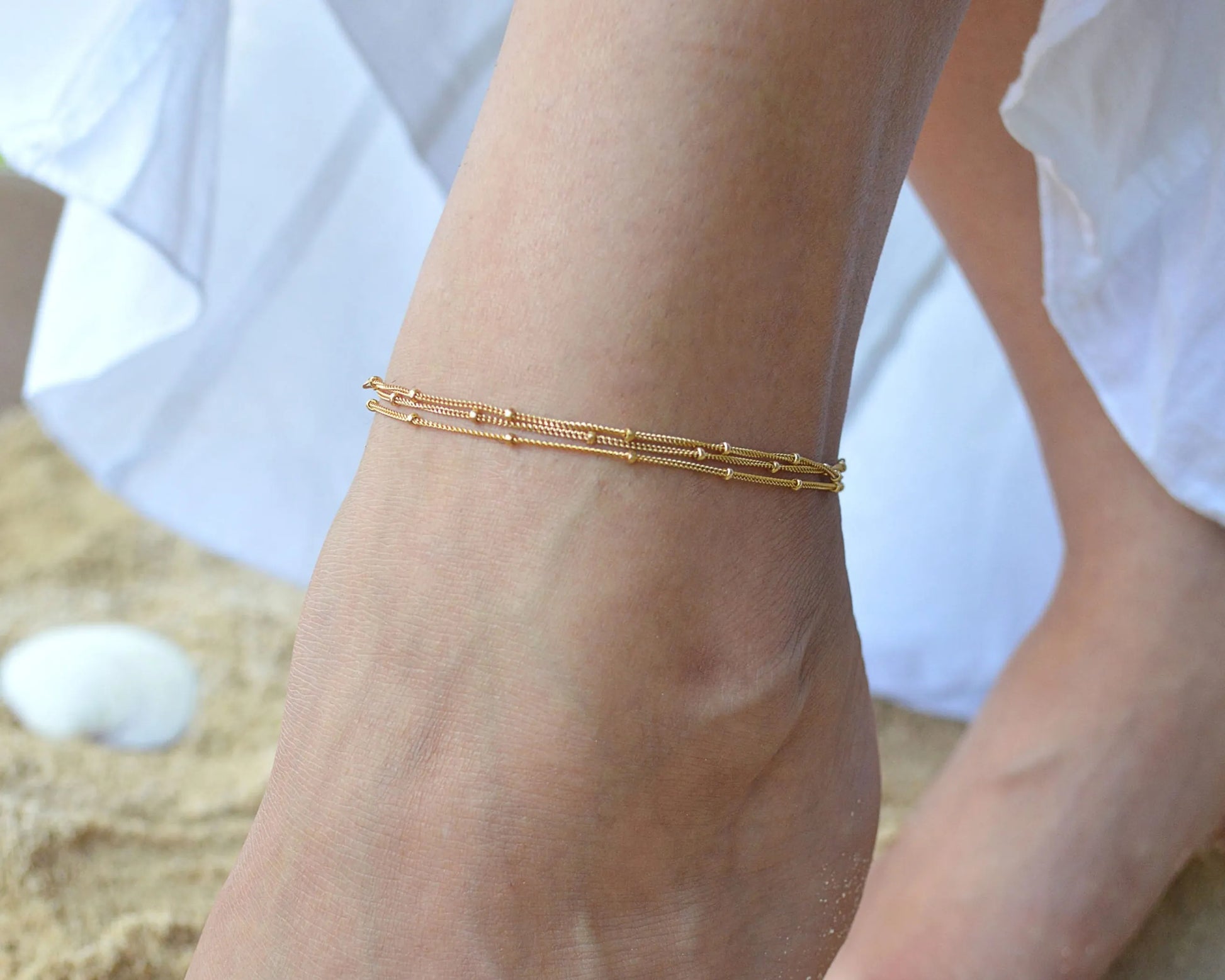 Gold Multi Chain Ankle Bracelet - 14k Gold Filled Spring ring closure