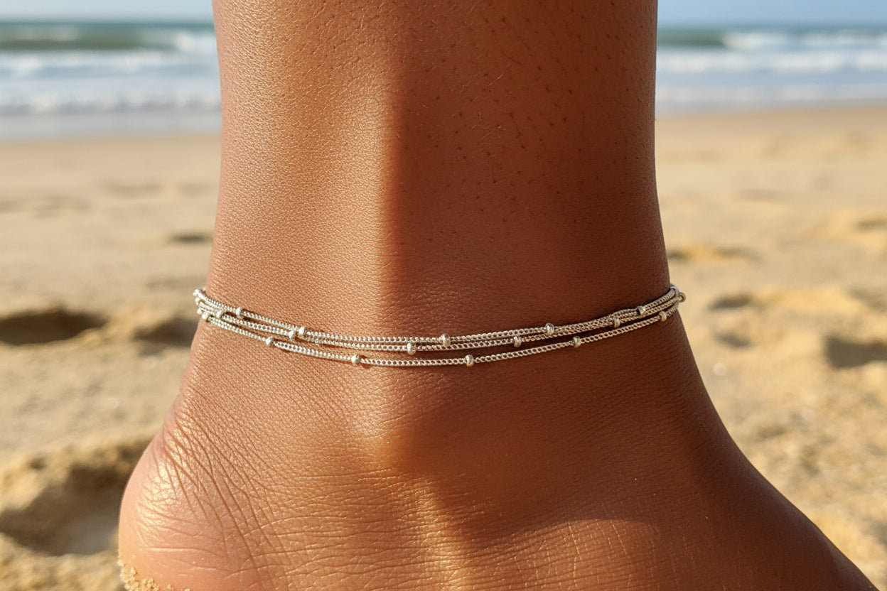 Dainty Silver Chain Ankle Bracelet