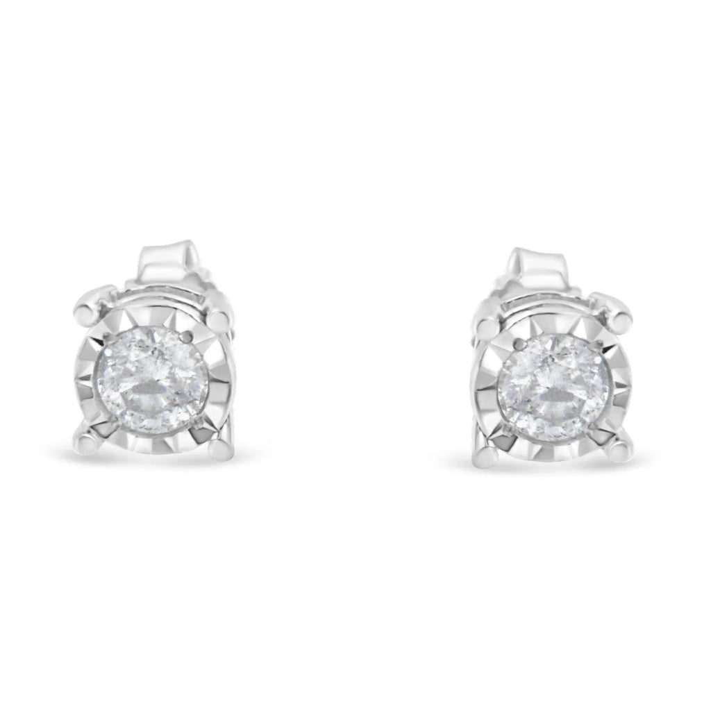 .925 Sterling Silver 1/2 Cttw Round Brilliant-Cut Diamond Miracle-Set Stud Earrings