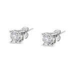 .925 Sterling Silver 1/2 Cttw Near Colorless Round Brilliant - Cut Diamond Miracle - Set Stud Earrings - Nobiliving